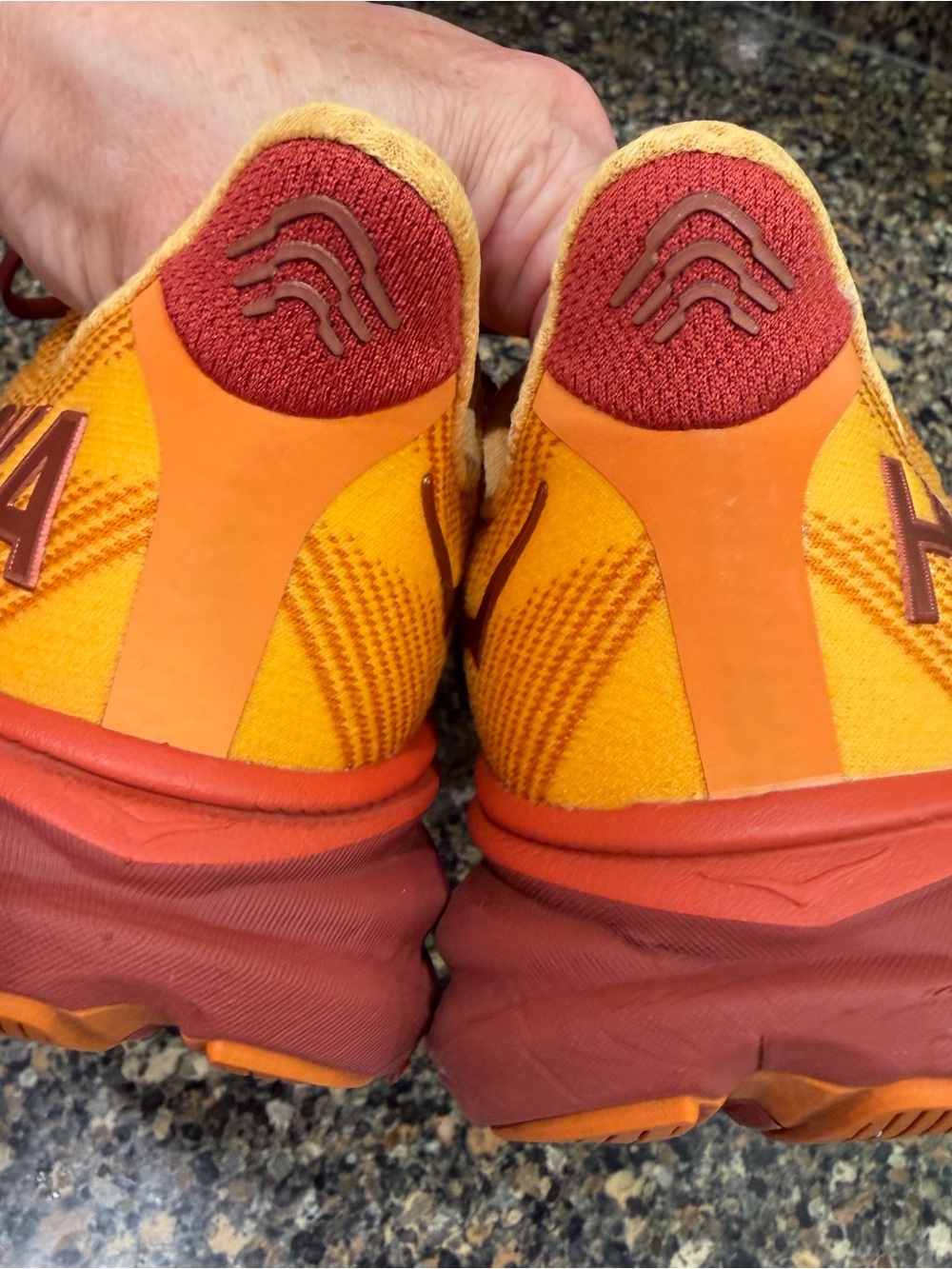 Hoka ladies, Clifton Running Shoes in Yellow & Burgundy size 8 - Picture 6 of 11